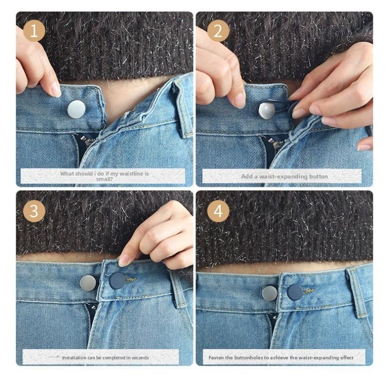 Jeans Waist Extender Tool, Adjustable Elastic Button Closure, Extend Small Waist to Large, Perfect for Denim Jeans, Easy-To-Use Waist Adjuster