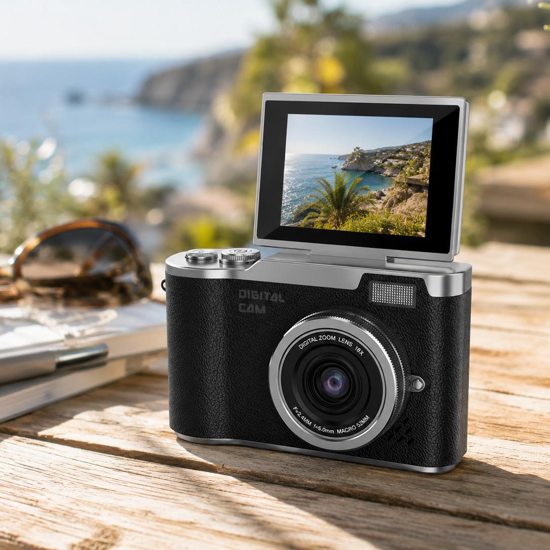 Flip screen Retro camera, portable beginner camera for teenager, Y2K aesthetic, entry level digital camera with filter effects, video recording  perfect gift for Christmas Day, Thanksgiving, and New Year, Portable Selfie Camera, Digicam