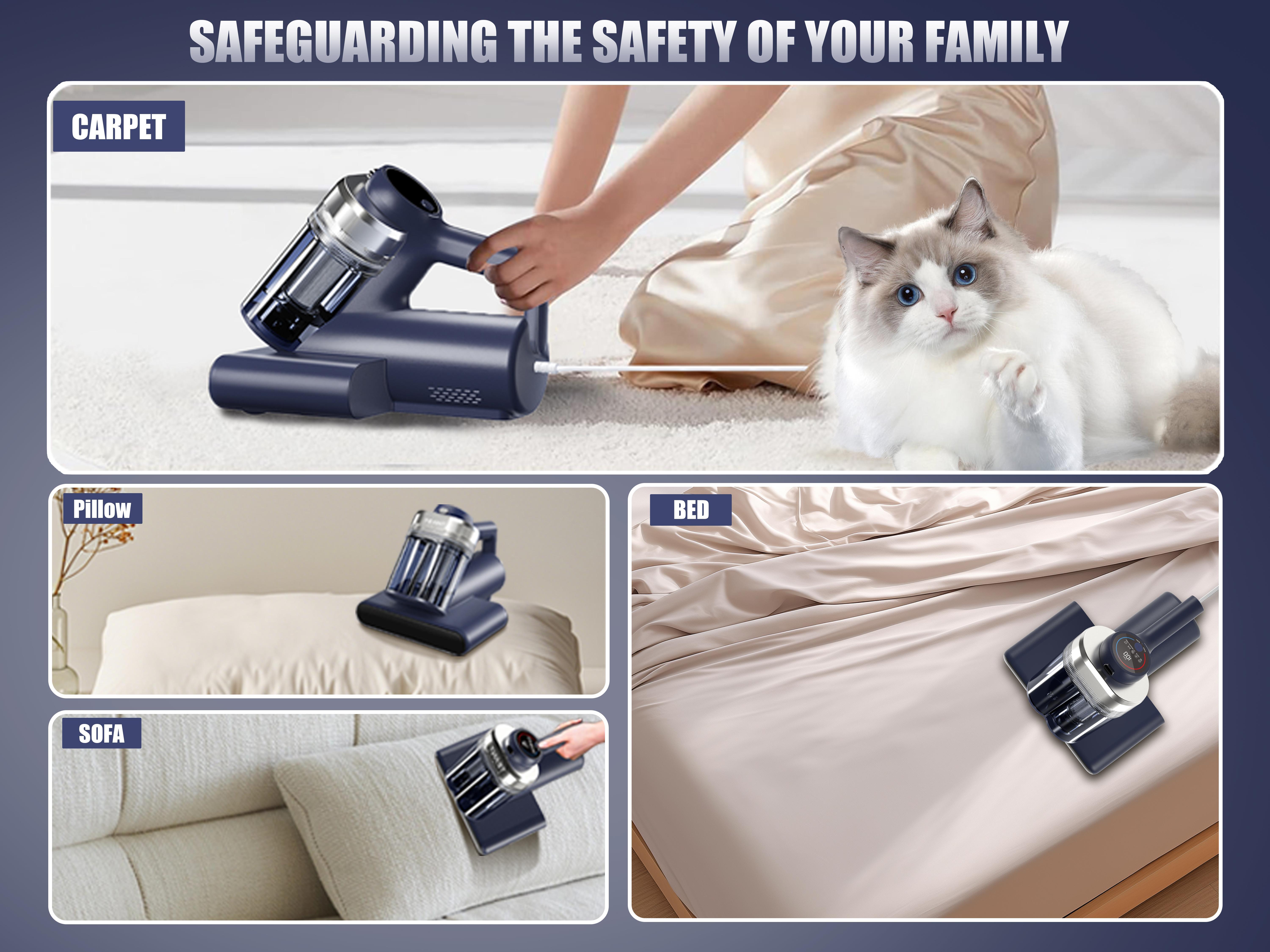 Teant Mattress Vacuum Cleaner for Dust Mites Removal, Bed Vacuum with UV-C Light & 149℉ Hot Air & Aroma Tablet & LED Display, Hyper Helix Motor&16Kpa Powerful Suction Double-Cup Handheld Vacuum Cleaner With HEPA Filter for Bed Couch Sofa Teant Mattress Vacuum Cleaner for Dust Mites Removal, Bed Vacuum with UV-C Light & 149℉ Hot Air & Aroma Tablet & LED Display, Hyper Helix Motor&16Kpa Powerful Suction Double-Cup Handheld Vacuum Cleaner With HEPA Filter for Bed Couch Sofa