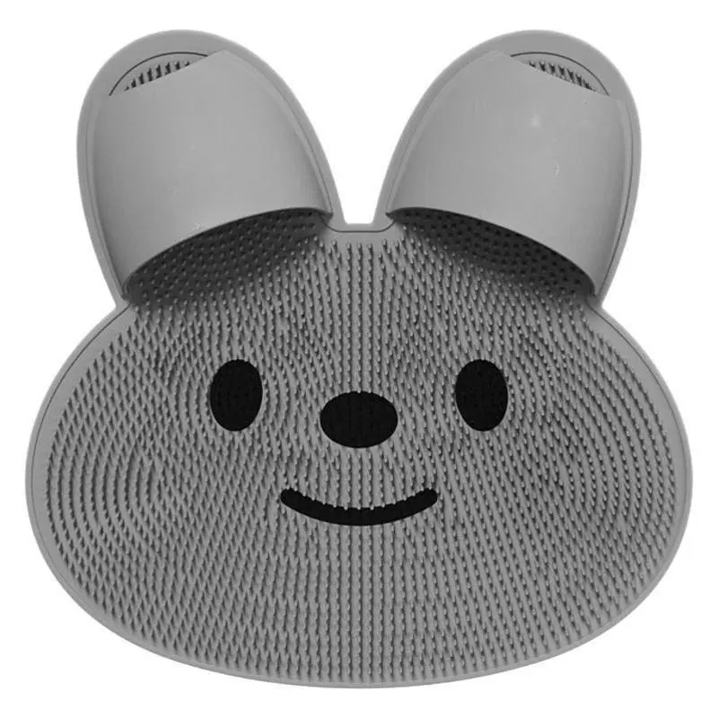 Cartoonish Unisex Cute Rabbit Face Silicone Foot Scrub Mat - Non-Slip Quick-Drain Shower Bath Tool, Raised Bumps Exfoliating Dead Skin Remover & Foot Massage Pad for Household Bathroom
