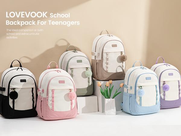 LOVEVOOK School Backpack for Teen Girls, Backpack for School, Teen Backpacks for 8-16 Teenage, Lightweight Bag with Laptop Compartment, Cute Bookbag for Girls, Casual Travel Bookbag