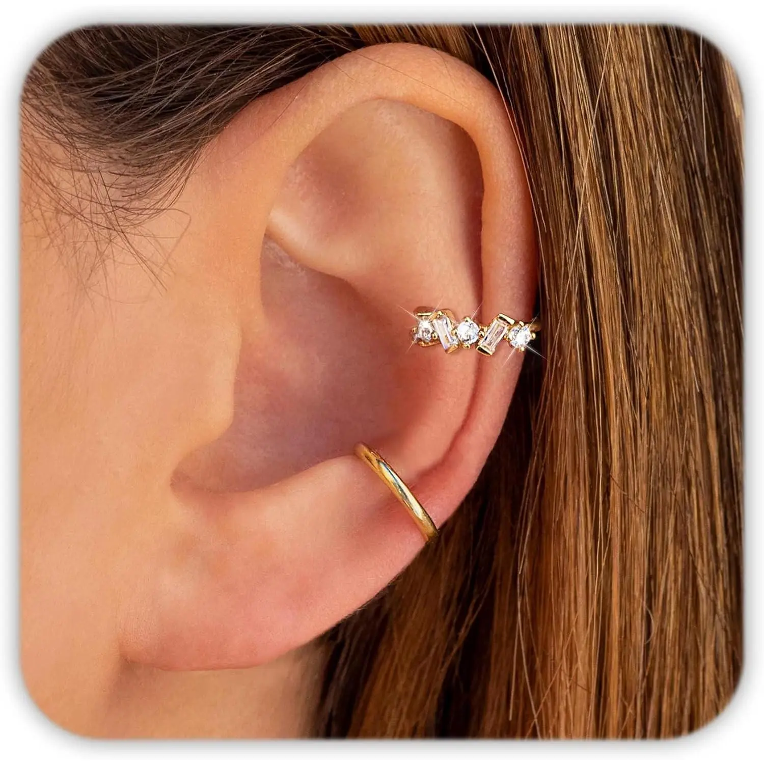 Ear Cuff Earrings for Women  Chain Earrings with Ear Cuffs | Ear Cuffs Non , Stackable  Piercings Ear Clips  Clip  Cartilage Helix as Daughter Earcuff Birthday Gifts
