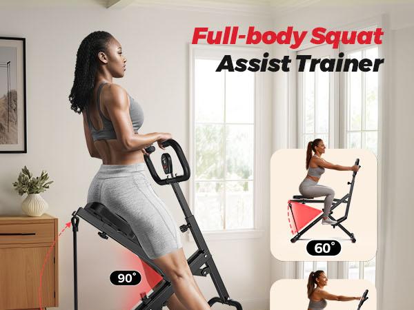 Squat Machine for Home, 3 Resistance Levels, Glute Trainer & Rowing, Foldable, Easy Setup, 330 LBS Capacity, Full Body Workout, Strength & Balance