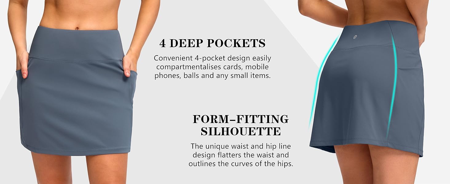 G Gradual Women's Golf Skirts Skort 4 Side Pockets High Waisted Stretchy Tennis Skirt with Short Athletic Casual SpringStatements
