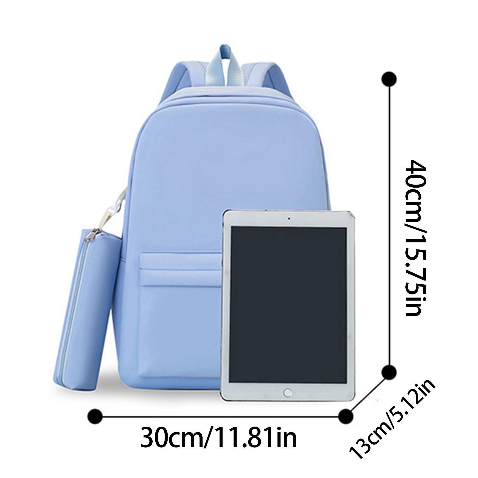 Jesus Letter Pattern Backpack & Pencil Case Set, Large Capacity Commute Backpack, Simple Solid Color with Multiple Colors, Ergonomic Shoulder Straps