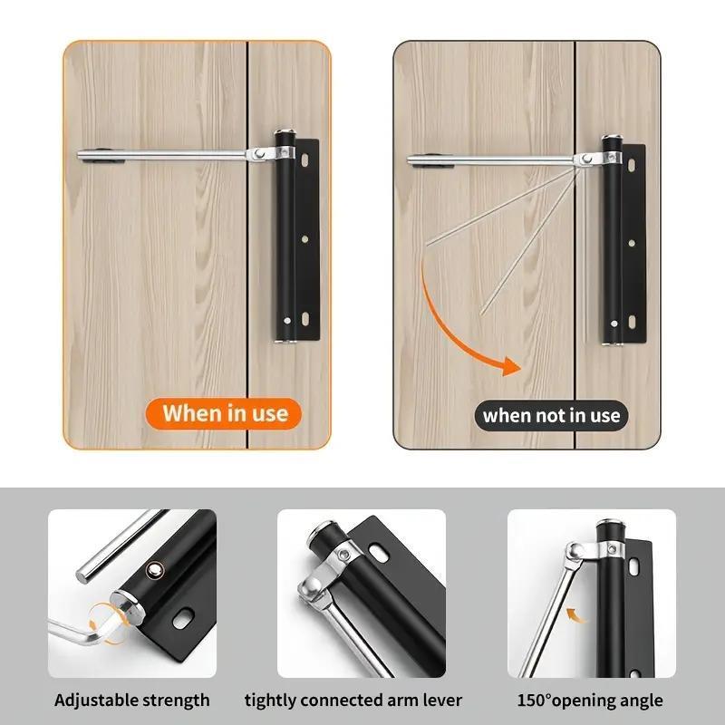 Stainless Steel Adjustable Quiet Automatic Door Closer, Rust-Proof Foldable Design for Home and Office Use, Durable Door Hardware for Easy Installation