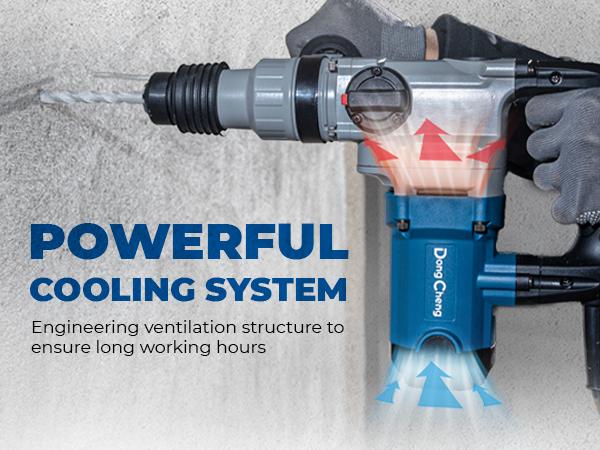 【5-year warranty】DongCheng 1-1/8 Inch SDS-Plus Rotary Hammer Drill with Safety Clutch, 9.2 Amp Heavy Duty Corded Demolition Hammer for Concrete, 3.6 Joules, Including 3 Drill Bits, Flat Chisels and Point Chisels Power Tools