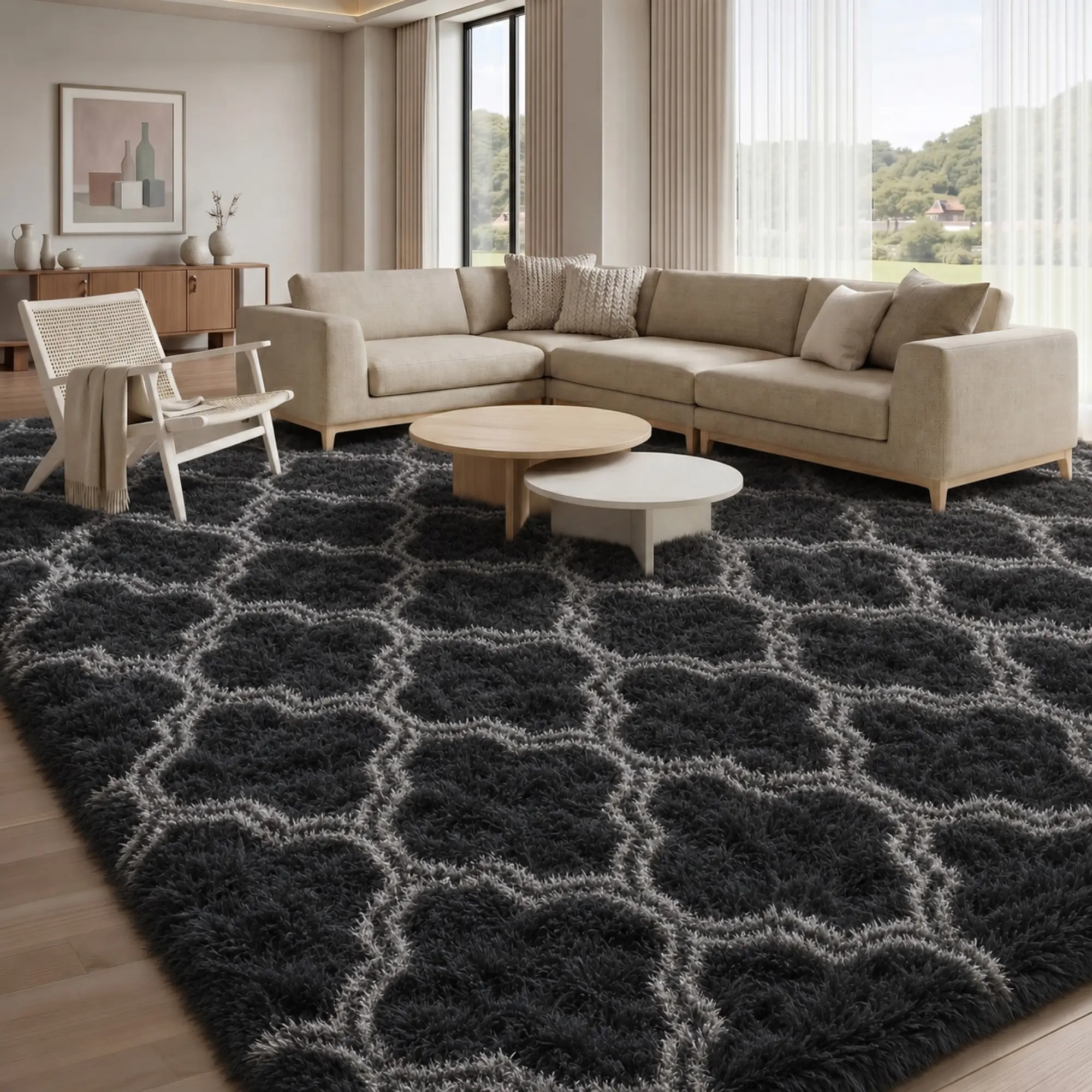 FAMVAL Modern Plush Shag Area Rug, Ultra Soft Fluffy Carpet for Bedroom Living Room Nursery with Non-Slip Backing