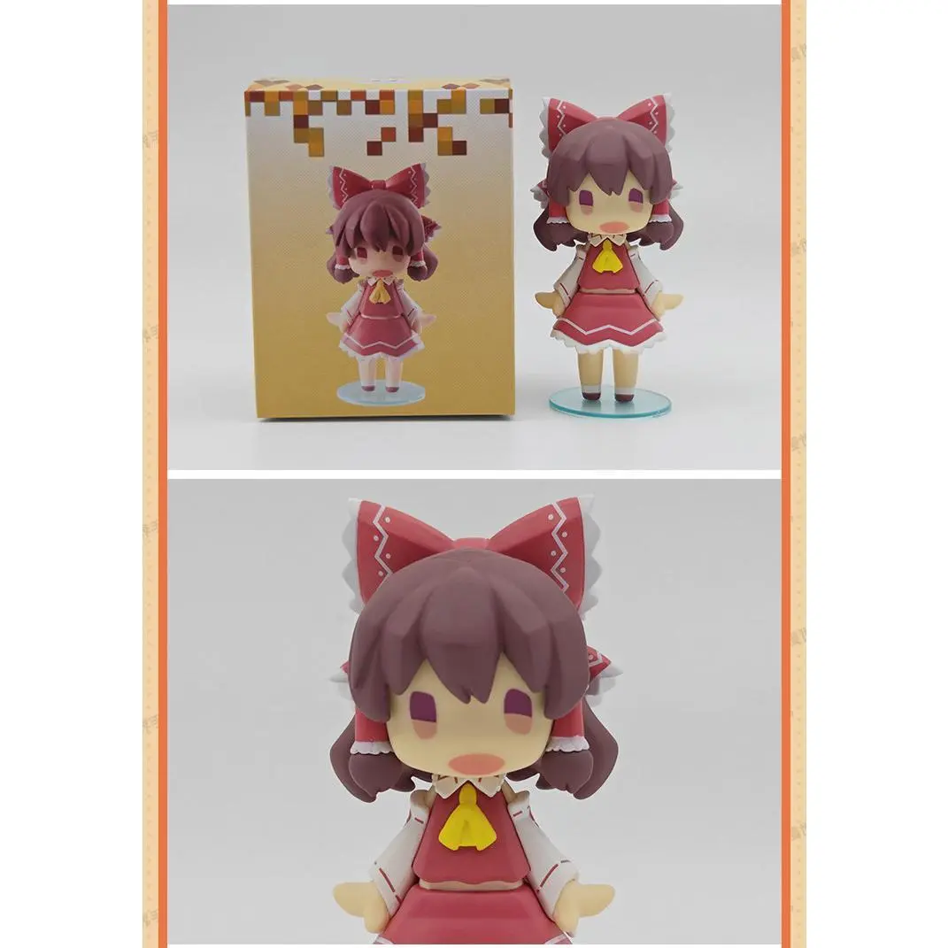 Touhou Project 10cm Q Version Reimu Hakurei Bricks Style Figure Posable Head Anime Model Toy Car Decor PC Case Ornament Gifts