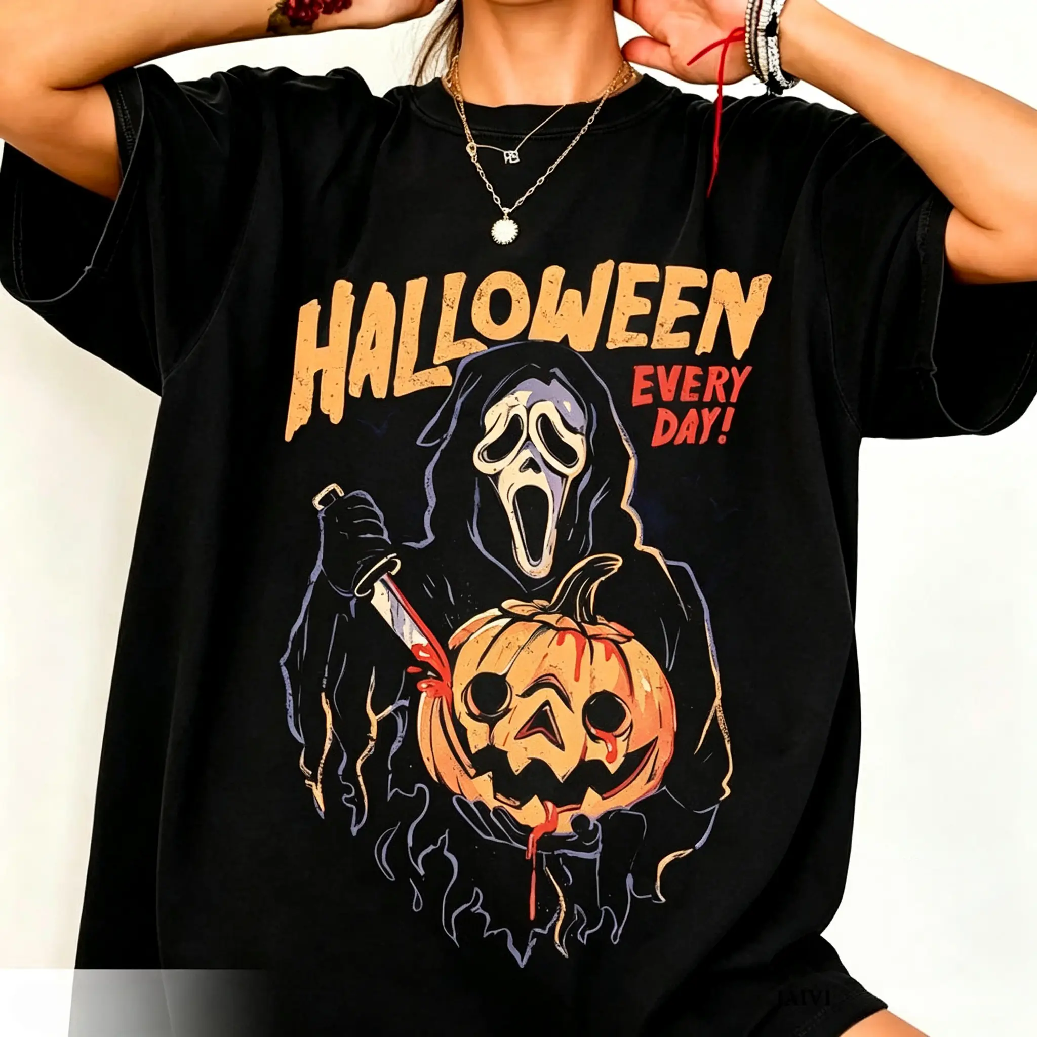 Vintage Slasher Halloween Shirt, Retro Horror Graphic Tee, Pumpkin Spooky Season T-Shirt, Halloween Everyday Aesthetic, Horror Fan Apparel