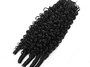 Burmese Curly Feather Crochet Human Hair Bundles Human Crochet Hair Pre Looped 100 Strands Pre-Separated Reusable Invisible 100% Virgin Human Hair Crochet Extensions 16 Inch 120g Natural Black