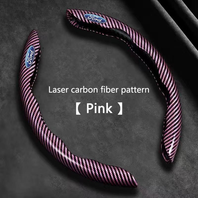Carbon Fiber Car Logo Steering Wheel Covers, Decorative for Ford Fiesta Focus Mustang Ranger Mondeo Kugo Ecosport, Auto Accessories