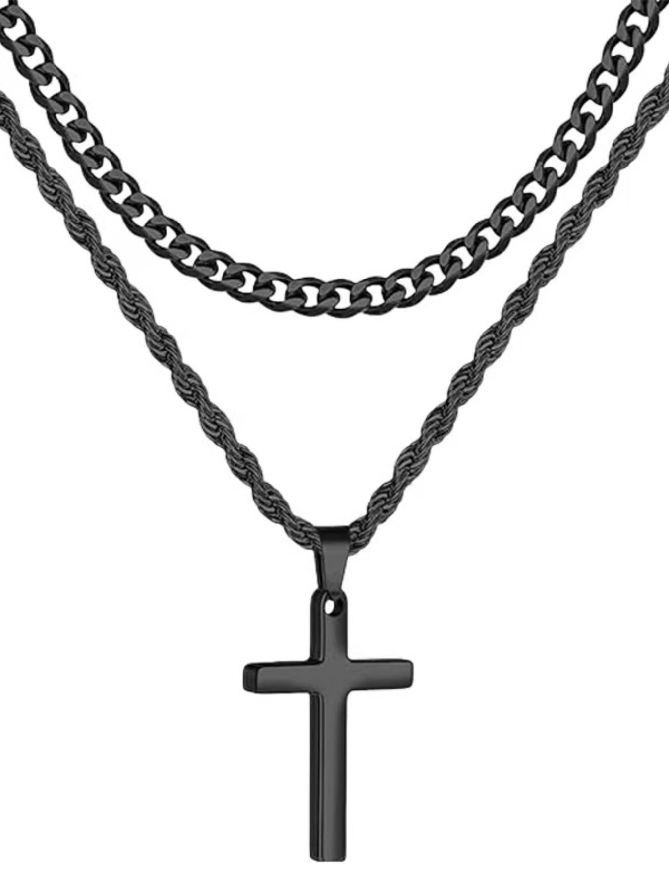 Cross Pendant Necklace for Men, Versatile and Cool, Long Sweater Chain, Unique Hip-Hop Style, Perfect for Everyday Wear