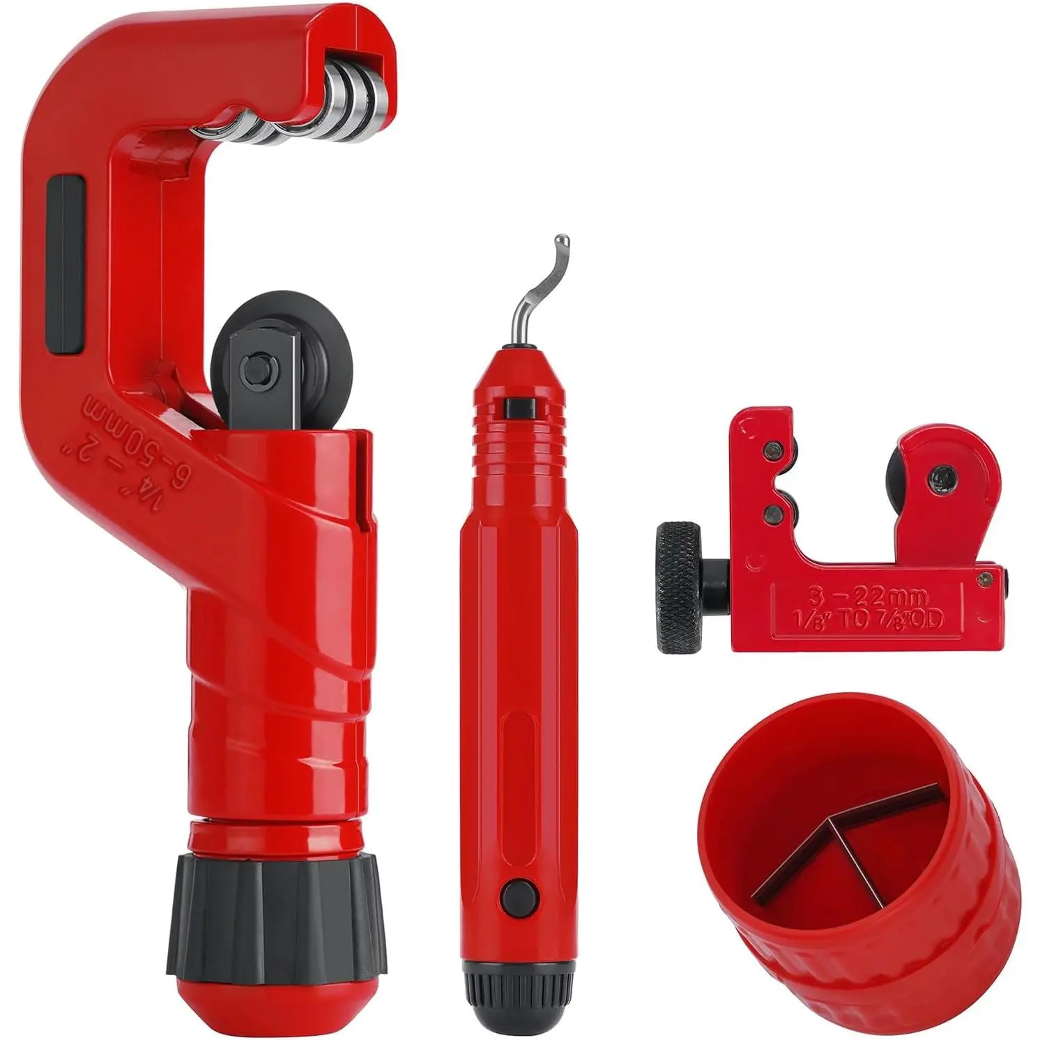 4-1 Tubing  Set, Heavy Duty Pipe  1/4"-2" OD, Mini Pipe  1/8"-7/8"OD, Mini Copper Pipe  with Deburring Tool, PVC/Aluminium/Plastc Pipes, Suitable for repair & DIY workers
