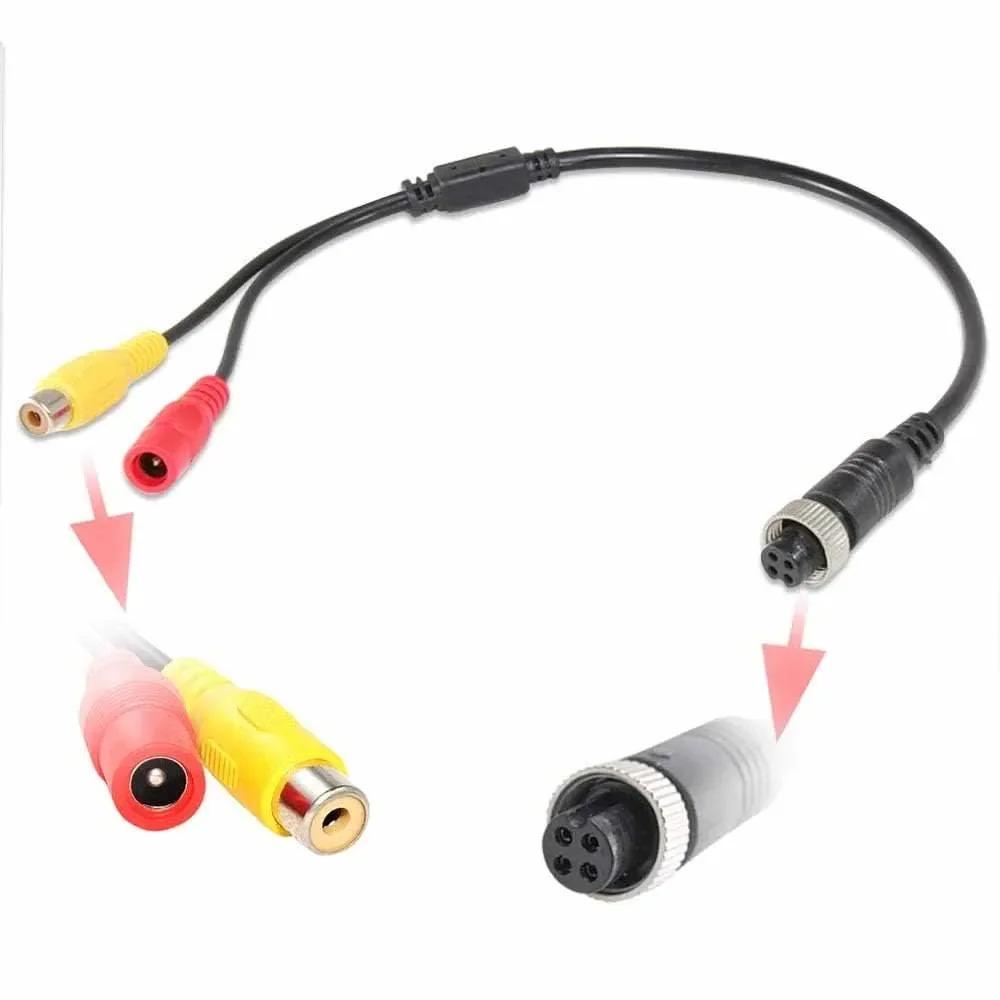 Bileeko Rca/AV to M12 4 Pin Car Adapter Cable, 4 Pin Male to Rca Female with Dc Male Connector, Compatible with Displays and Cameras
