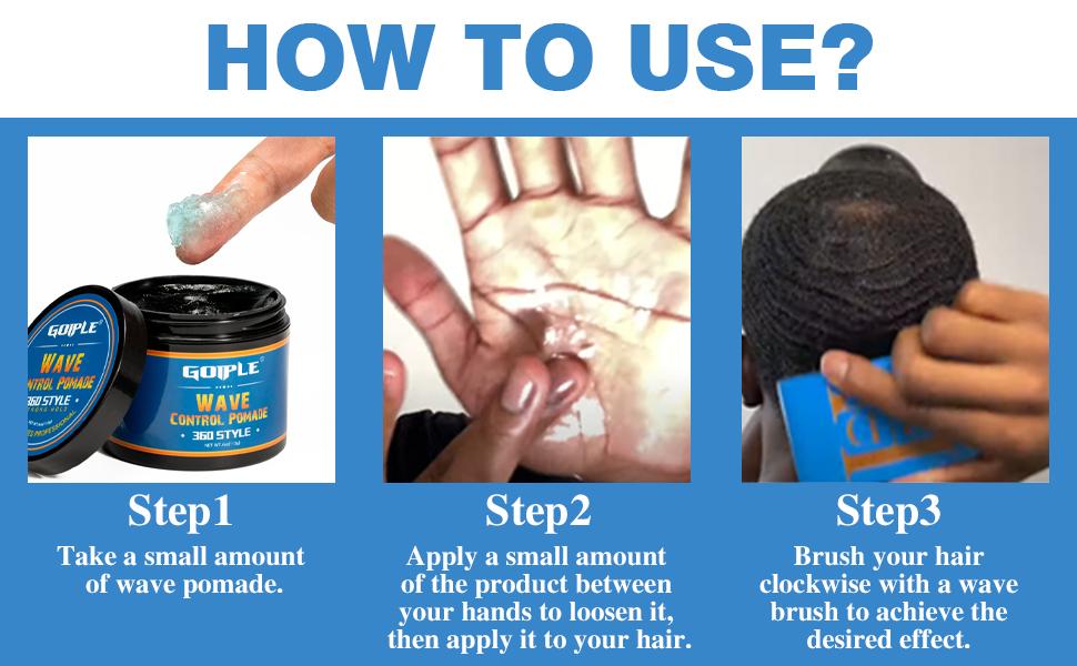 Wave Pomade for Men 360 Wave Training Cream - Strong Hold, Water-Based, Easy Wash, and Moisturizing Hair Grease Creamy Curl Defining Mousse Hydrating