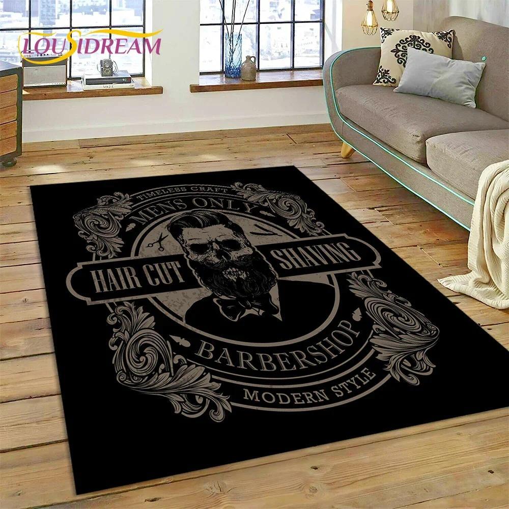 Vintage Barbershop Portrait Flannel Area Rug - Retro Hairstyle Salon Print Soft Mat for Barber Shop & Home, Non-Slip Man Cave Decor#BarbershopRug #VintagePortraitMat #RetroSalonDecor #ManCapeCarpet #NonSlipFlannelRug