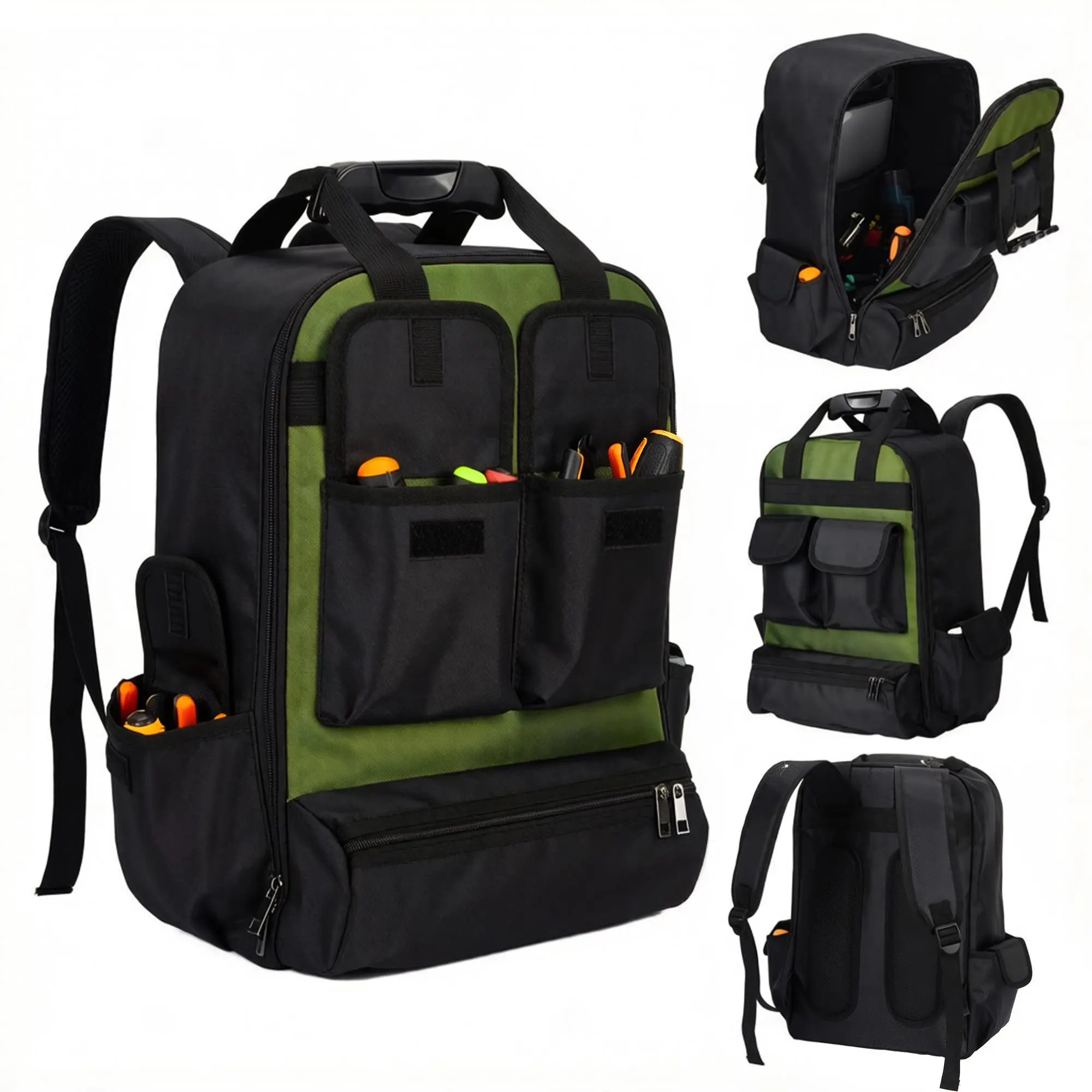 Tool Backpack Organizer – Tool Bag with Multiple Pockets, Comfortable Shoulder Straps, Portable Storage for Electricians, Mechanics