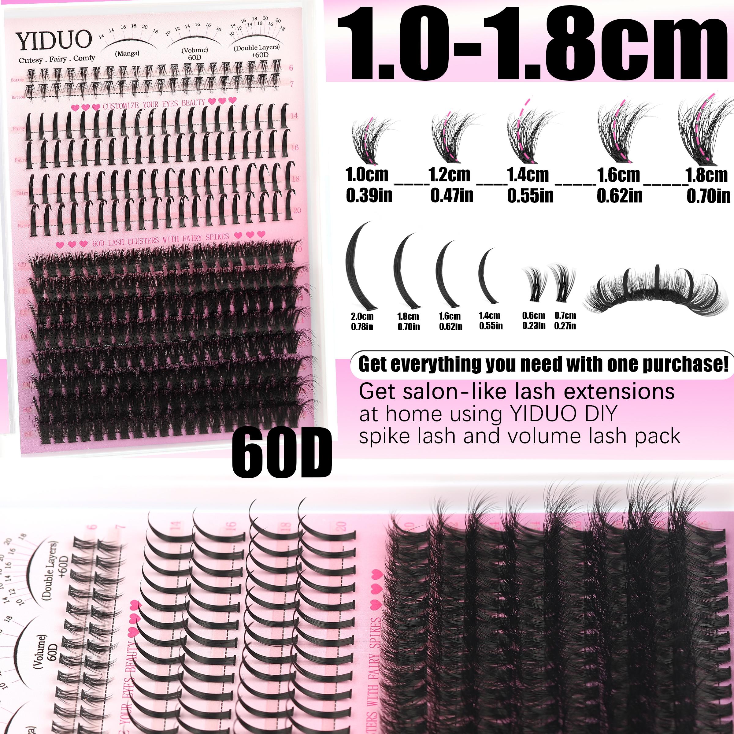 YIDUO Diy Eyelash Extensions 5 Styles Lashes Kit 60D\80D \100D\Spikes Eyelash and Bottom Lashes Clusters Kit 6-18mm Cluster Eyelash Extension Kit 840 Pcs D-Curl With Lash Bond and Seal, Lash Remover，Lash Tweezers,Eyelash Brush