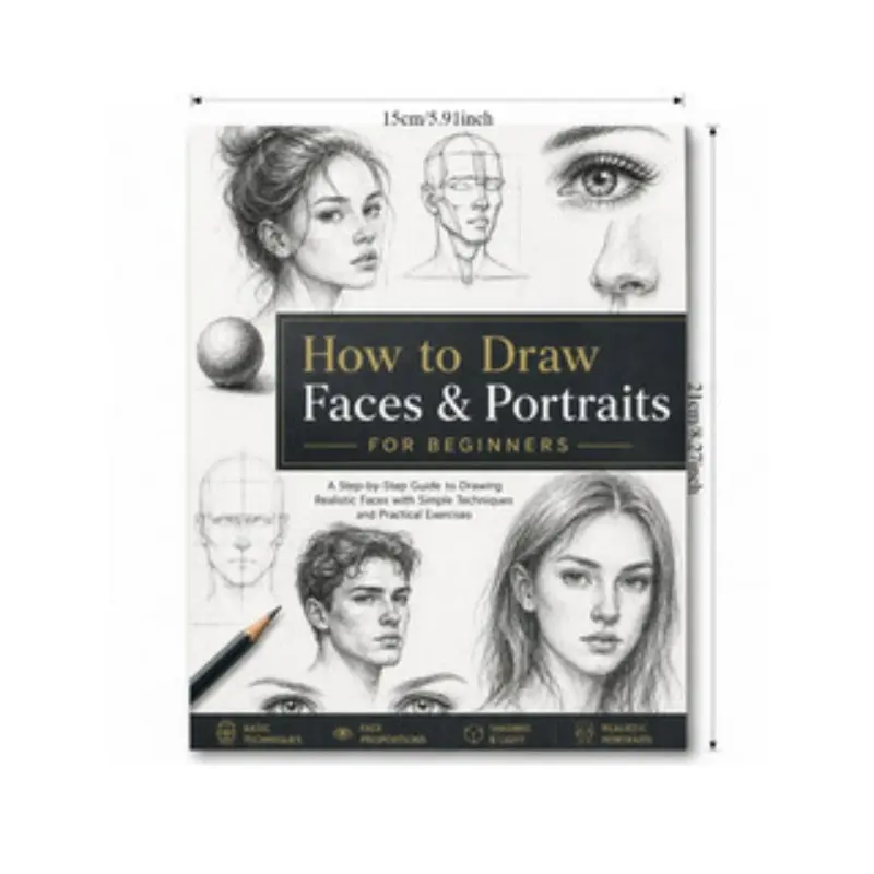Beginner Portrait Drawing Tutorial Book, Realistic Face Sketch Step-By-Step Guide, Zero Foundation Facial Proportion and Shading Practice Workbook