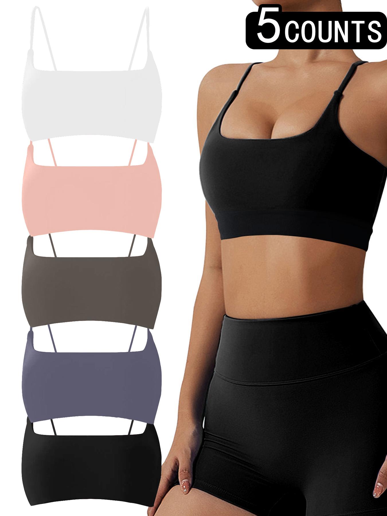 Women's Solid Wireless Sports Bra Set, Sporty Breathable Comfortable Bras, Ladies Sportswear for Yoga Gym, Sports Activewear Set