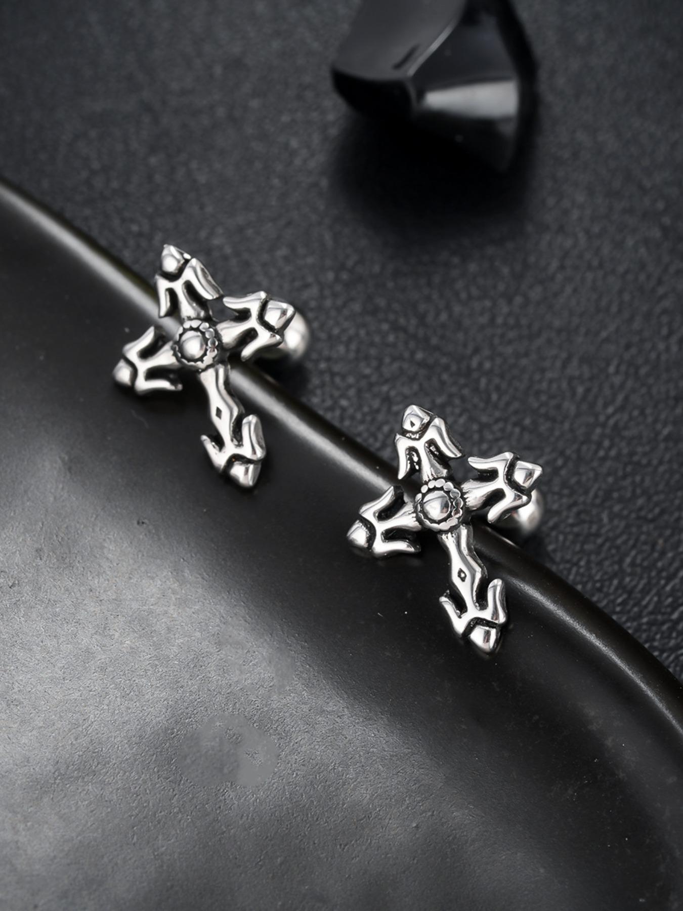 Cross Earrings for Men and Women, Punk Fashion Jewelry, Trendy and Stylish Ear Studs, Versatile Accessory for All Occasions