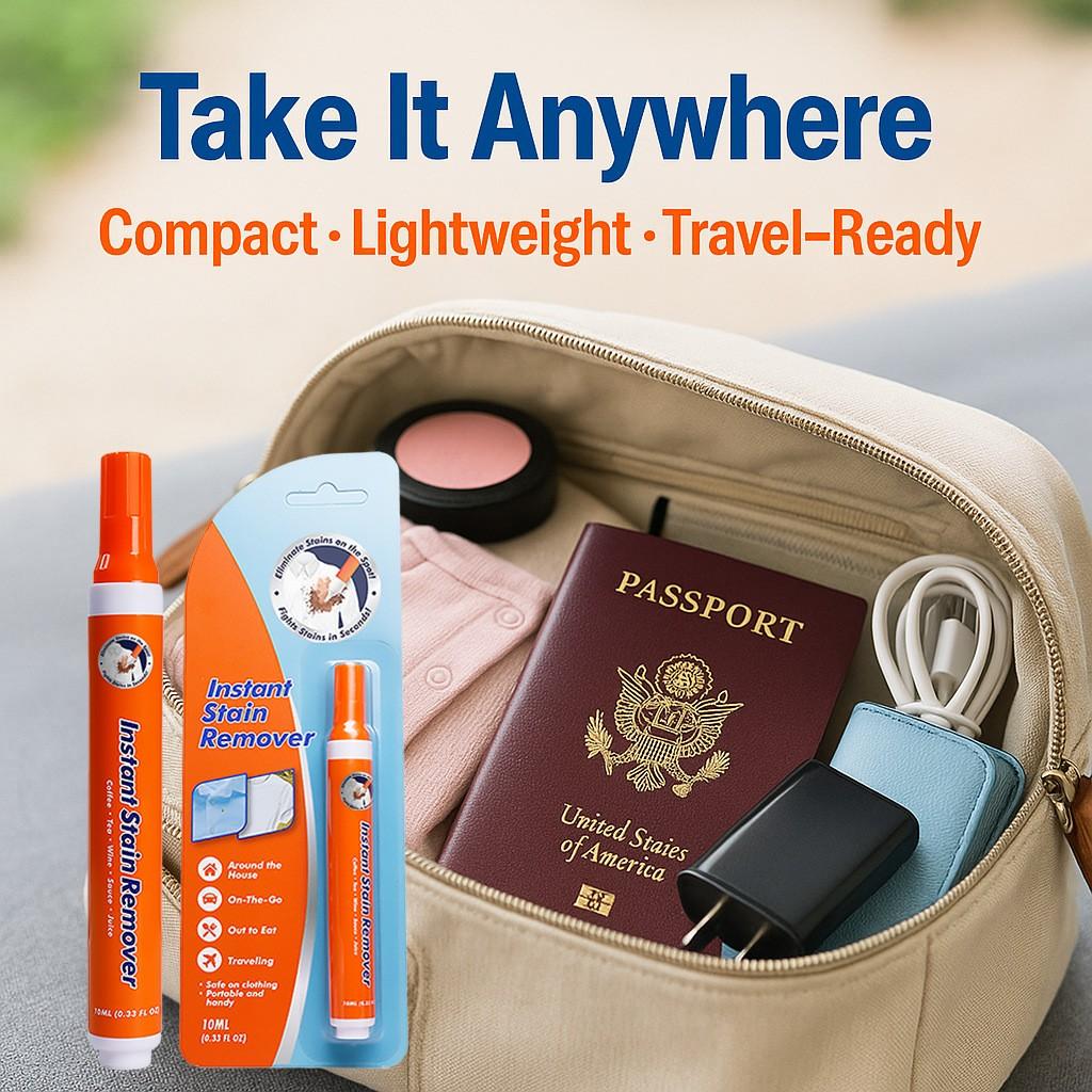 Portable Stain Remover Pen, Quick Clean, No Rinse Needed, Ideal for Travel, Efficient Oil Stain Removal, 1 Pack