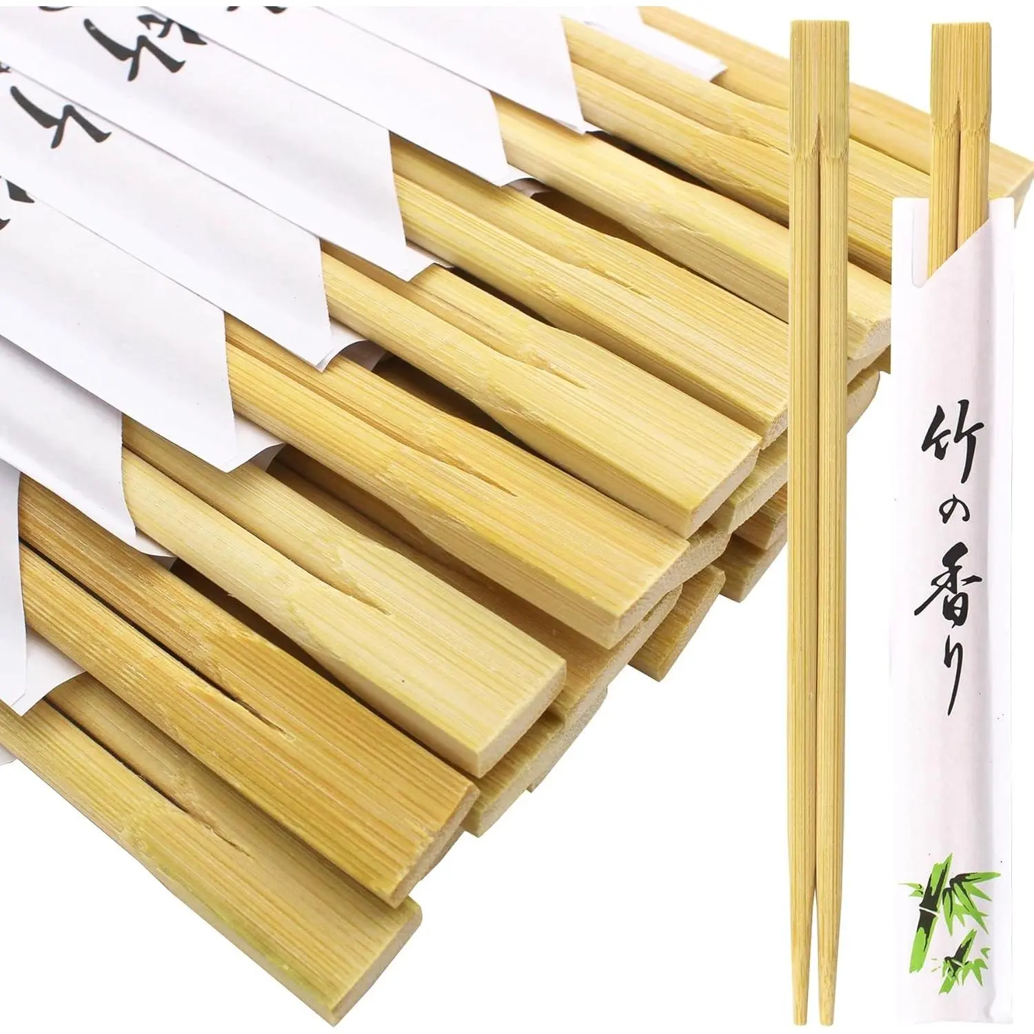 100 Pairs 9 inches Smooth Disposable Bamboo Chopsticks Individually Wrapped Chopstick for Sushi Noodles Splinter-Proof Design