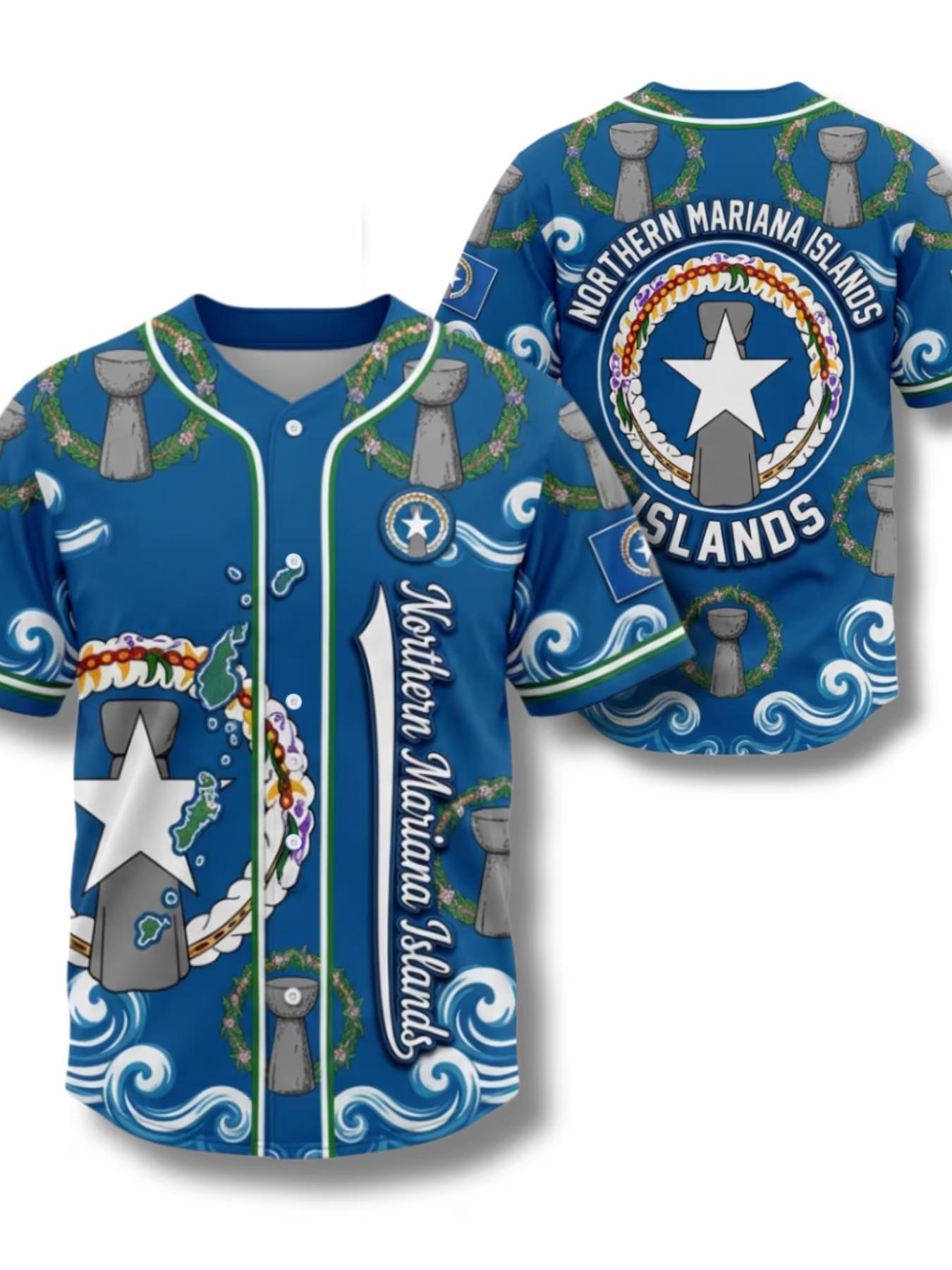 Unisex Casual Baseball Shirt, Jarvis Island Tropical Sports Tee, Baker Island Coral Reef Print, Button Front Short Sleeve, Loose Fit