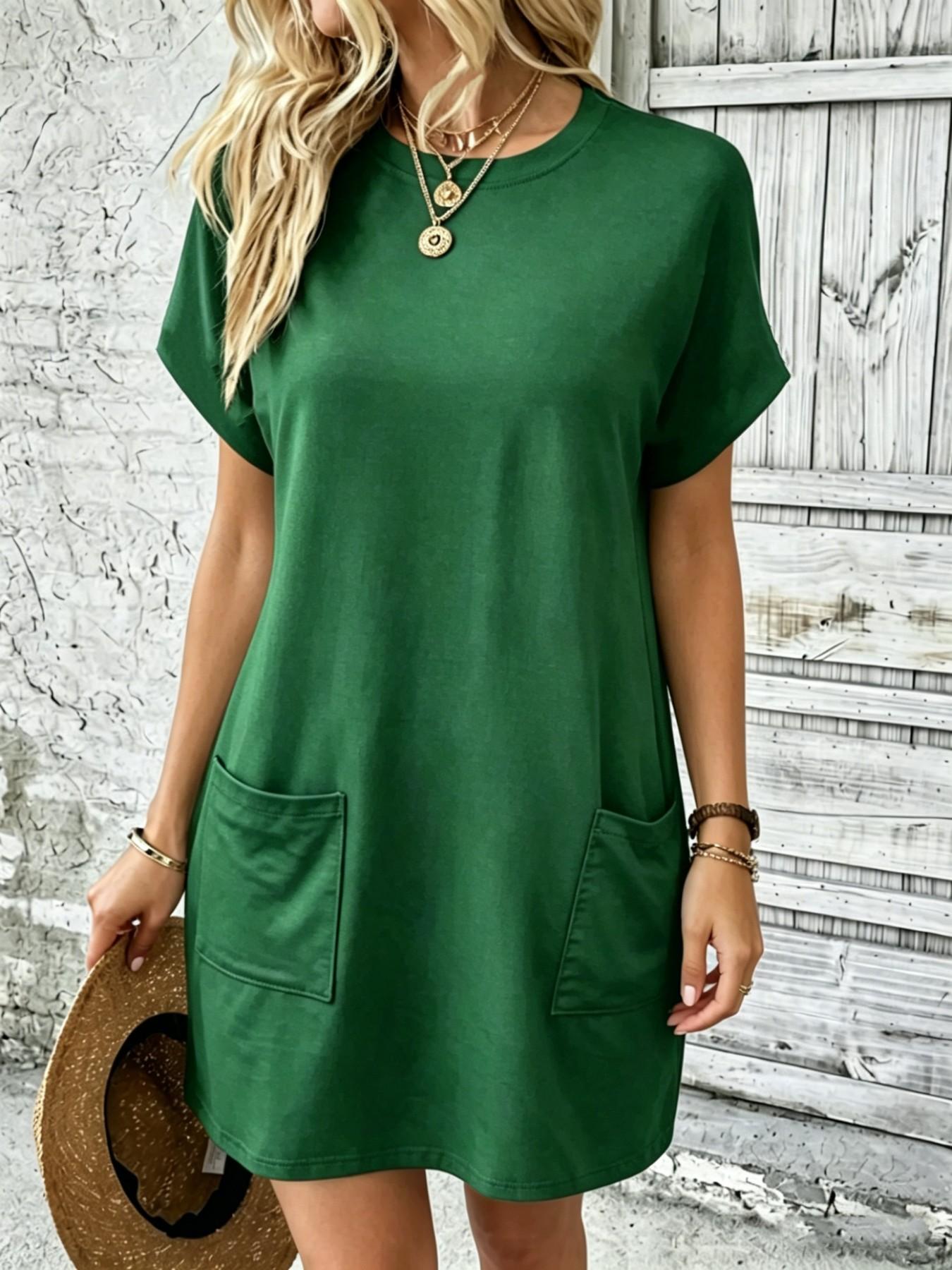 Effortless Loose Minimalist Round Neck T-Shirt Dress, Ultimate Comfort Fabric, Perfect for Daily Wear, Casual Wear, Easy to Style