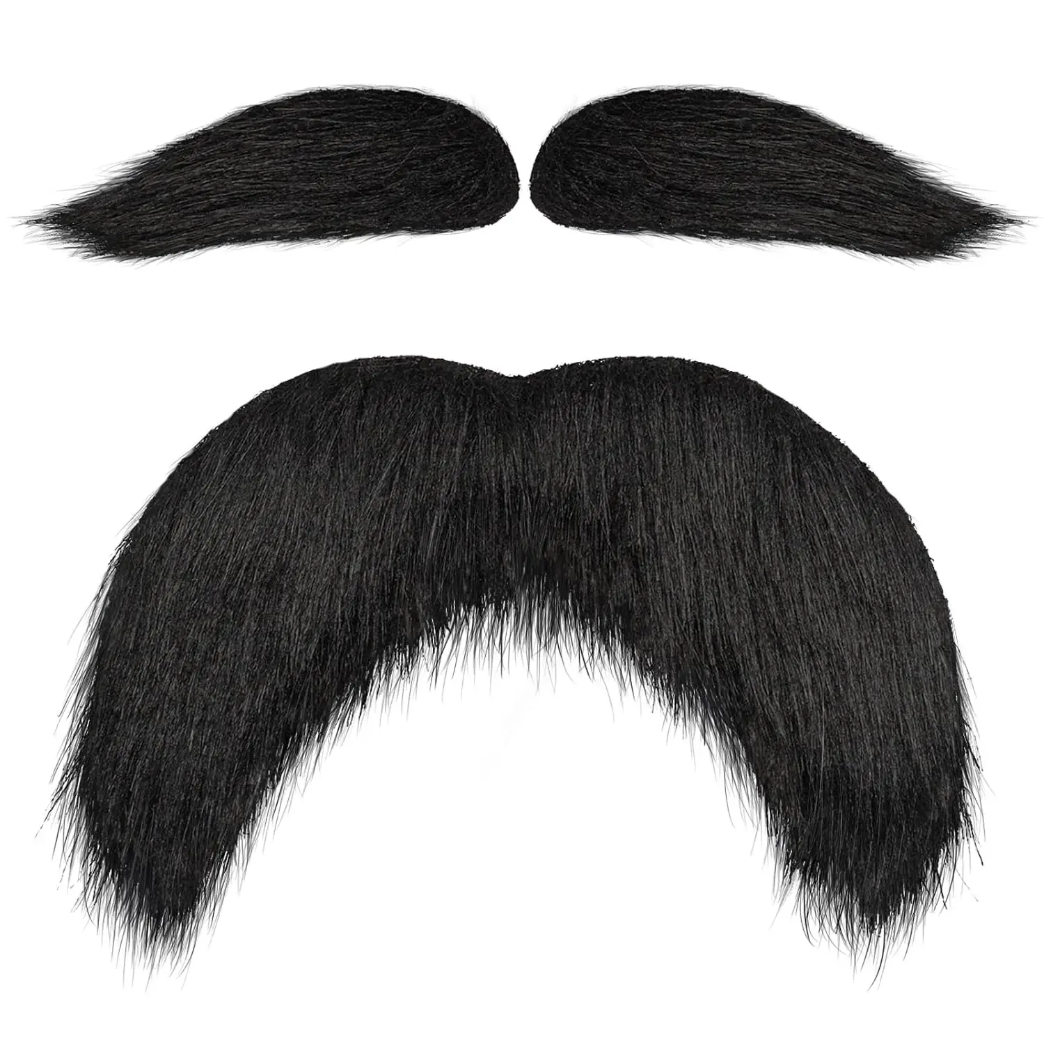 Realistic Self-Adhesive Fake Mustache, Eyebrows & Beard Set, Novelty Black Facial Hair for Cosplay, Halloween, Carnival, Party, Wedding, Role PlayGift