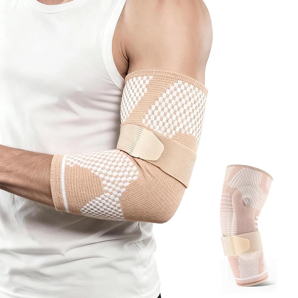 Elbow Brace Support, Breathable Elbow Compression Sleeve with Gel Pad for Golfer's, Tennis Elbow & Tendonitis Treatment & Pain Relief, Sports Arm Sleeves