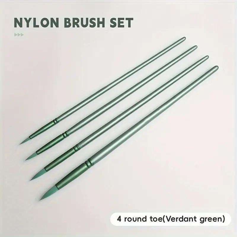 Professional Artist Paint Brush Set, 1 Set Nylon Bristles & Wooden Handle Brush, Round & Flat Tips for Watercolor Painting, Art Students Supplies