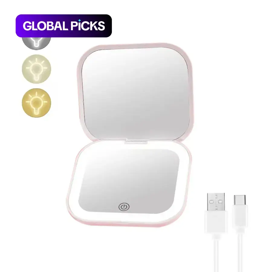 【Black Friday】High-Definition Magnifying LED Makeup Mirror, Portable Folding Compact Mirror, USB Rechargeable Mirror, Perfect Gift #GLOBAL PICKS