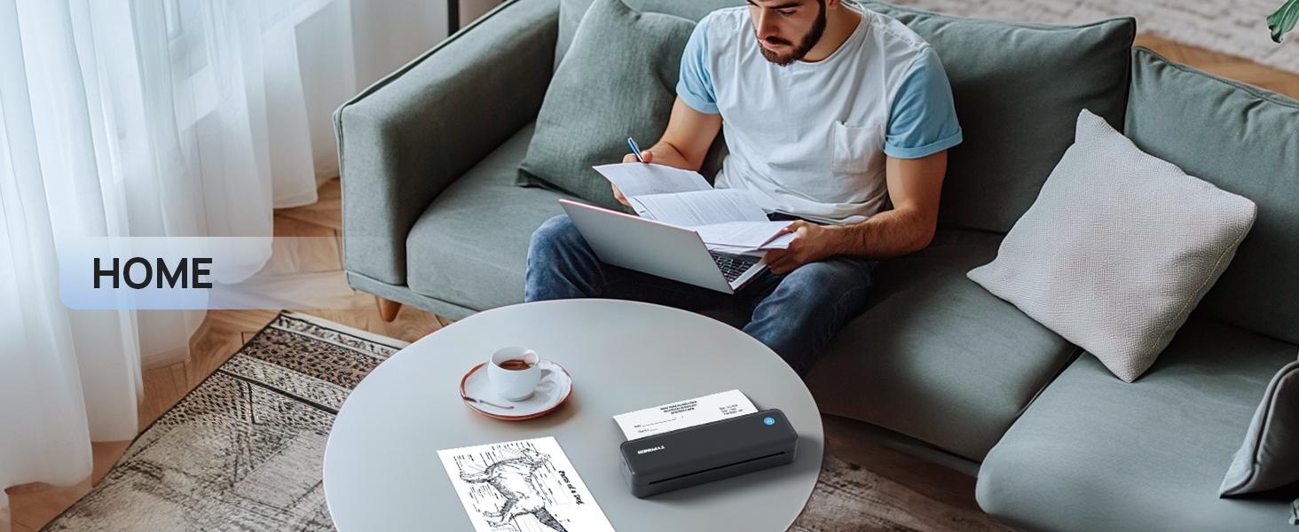 Portable Printers Wireless, D820 Thermal Inkless Printer Support Sizes from 8.5" x 11" to 2" Width, AI Printer, Suitable for Smartphone & PC, Bluetooth Printers for Travel, Home Use Fathersdaygift