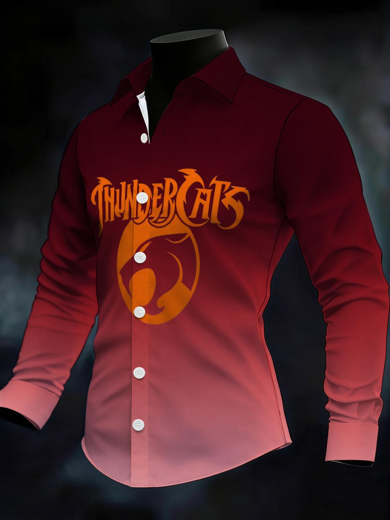 Men's Long Sleeve Shirt ThunderCats Graphic Ombre Gradient Novelty Pattern
