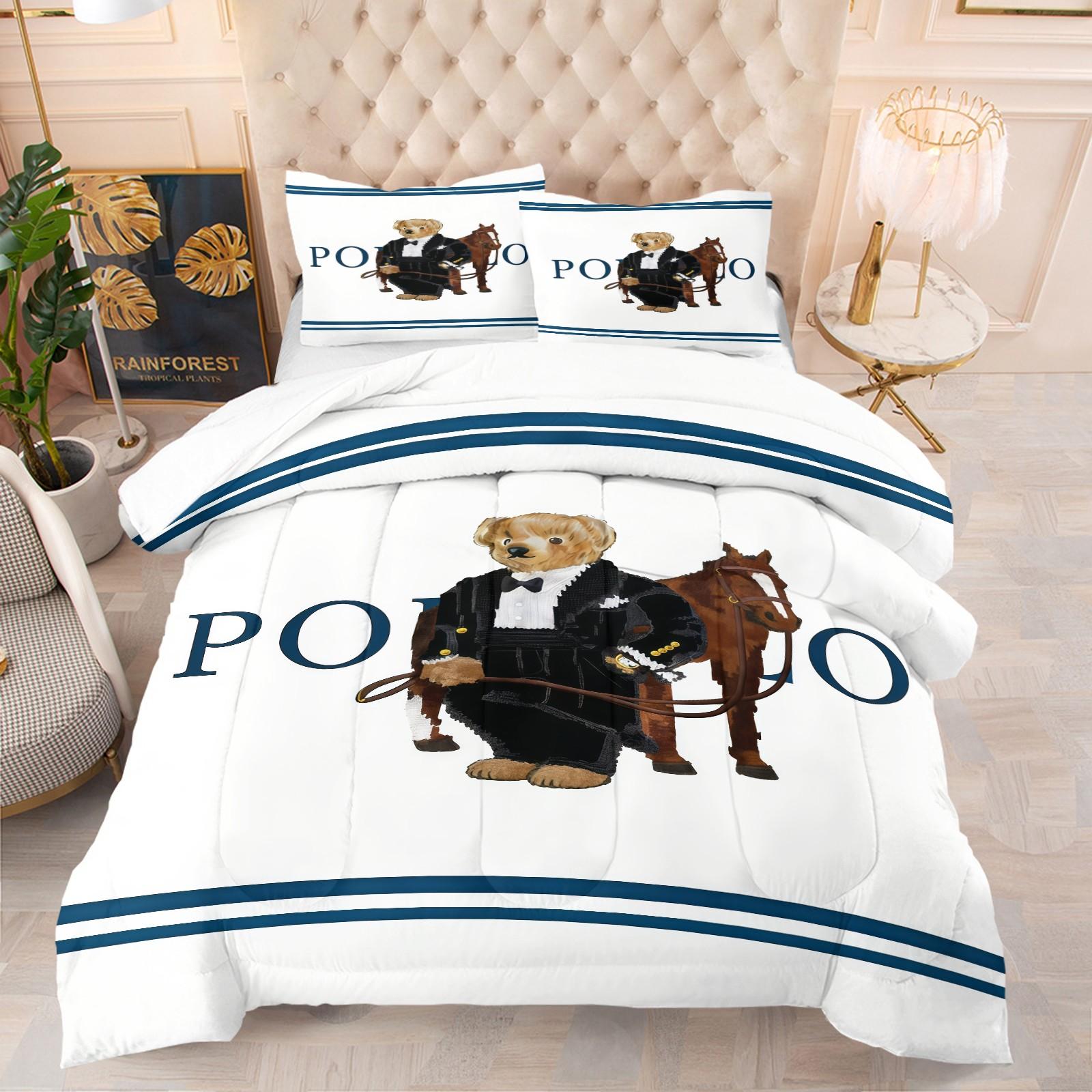 Bear Pattern Comforter Set Quilt, Soft And Durable Bedding Set, Includes 1 Comforter And 1 Or 2 Pillowcases, Daily Holiday Birthday Gift Bedroom Decoration For Children And Adults