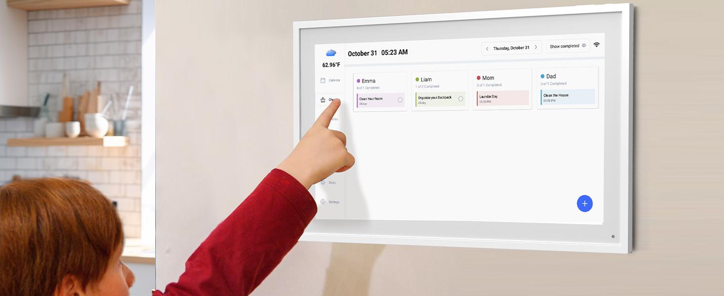 15.6 Inch Smart Digital Calendar, Wall Electronic Calendar, 1920 * 1080 IPS Full HD Touch Screen Display for Family Meal Planner Support - Streamline Household Organization