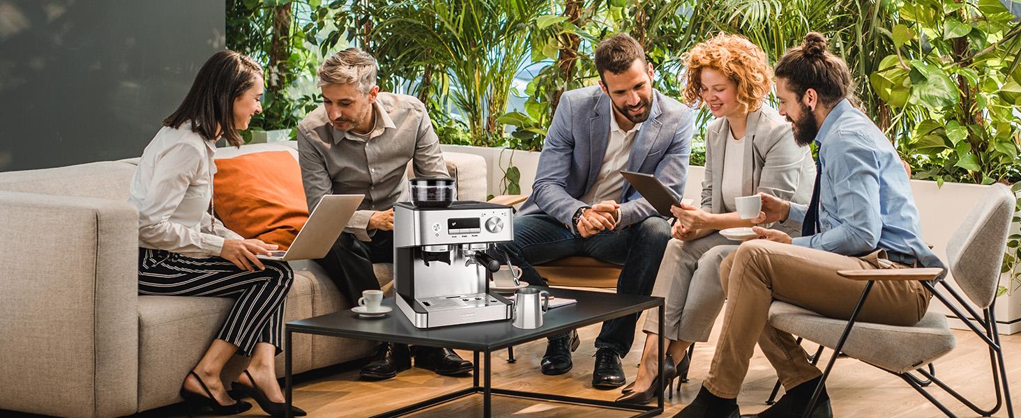 【Springtok】Gevi Espresso Machine with Grinder & Steam Wand | Home Barista Latte Maker | 2.3L Water Tank | Perfect Gift for Coffee Lovers