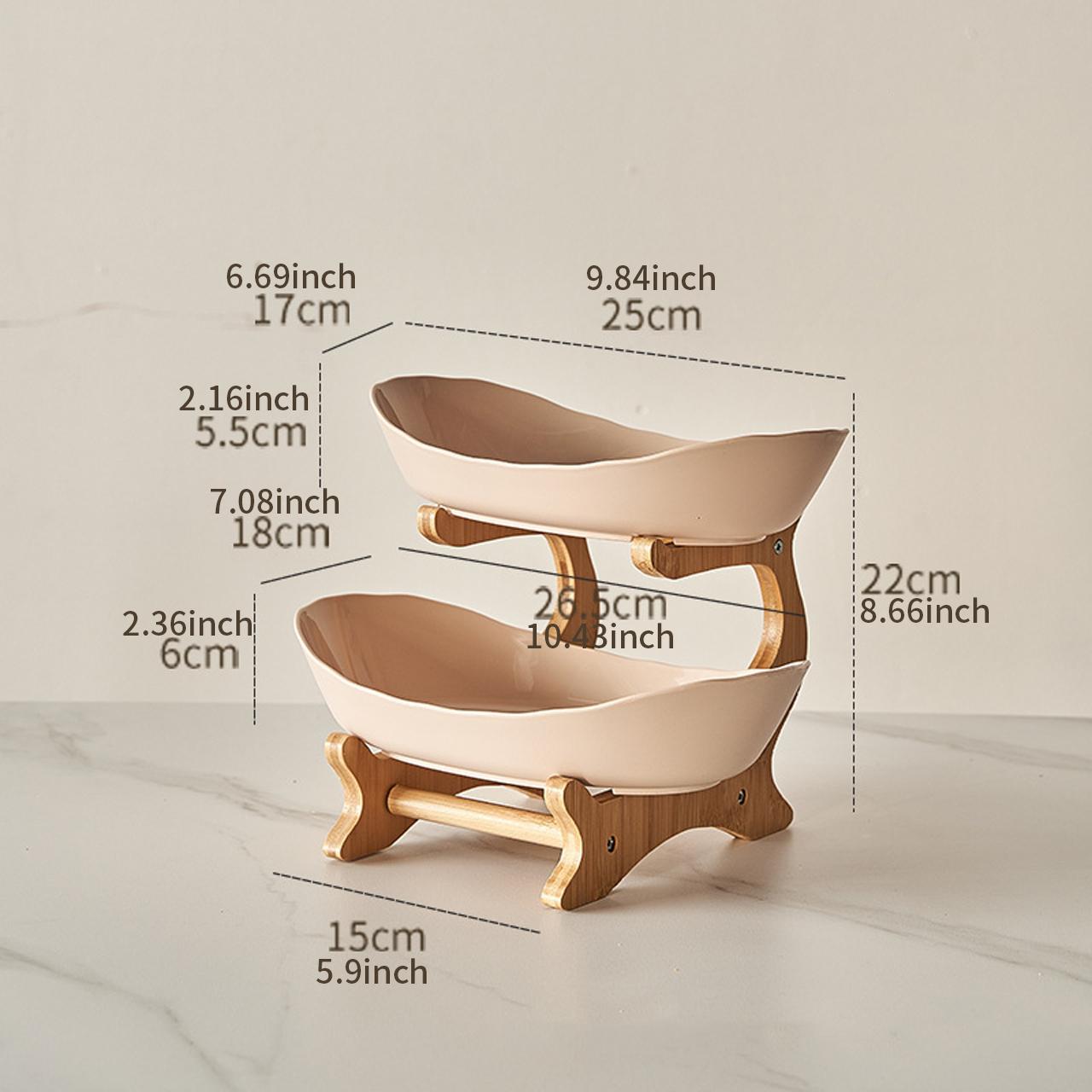 Colorful Fruit Basket Set with Wooden Stand, Plastic Bowls, Cake Stands, Biscuit Plates, Candy Buffet, Dessert Table Display, Perfect for Weddings & Parties