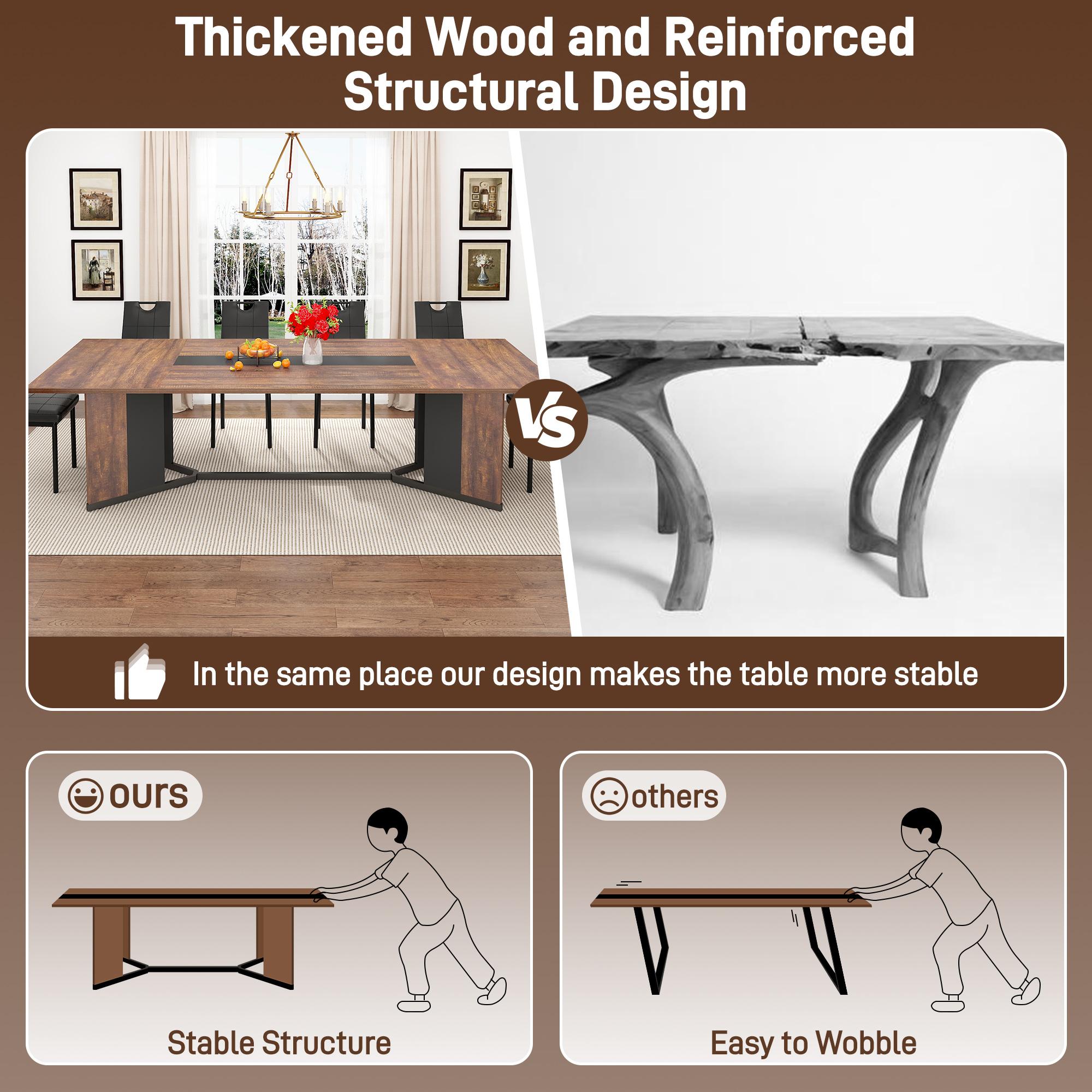 94 Inch Dining Table for 10 People,Modern Large Rectangular Kitchen Table W/Waterproof Wood Tabletop,Long Dining Room Tables W/Adjustable Legs&Metal Frame for Kitchen Living Room,Brown/White 94 Inch Dining Table for 10 People,Modern Large Rectangular Kitchen Table W/Waterproof Wood Tabletop,Long Dining Room Tables W/Adjustable Legs&Metal Frame for Kitchen Living Room,Brown/White