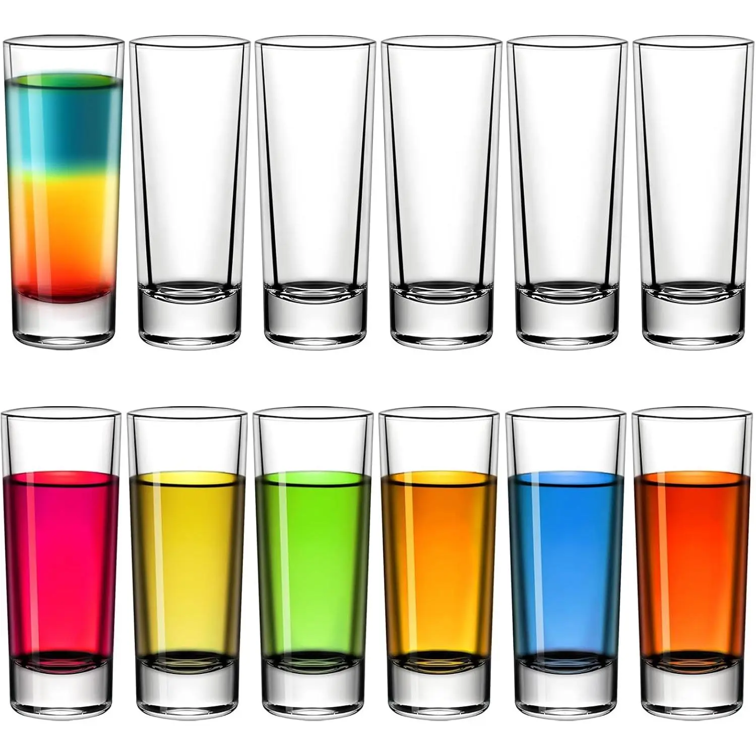 2 Ounce Shot Glasses Heavy Base, Small Liquor and Spirit Glasses, Durable Tequila Bar Glasses For Alcohol and Espresso Shots, Shooter Glass Set 2oz / 60ml (12-clear)