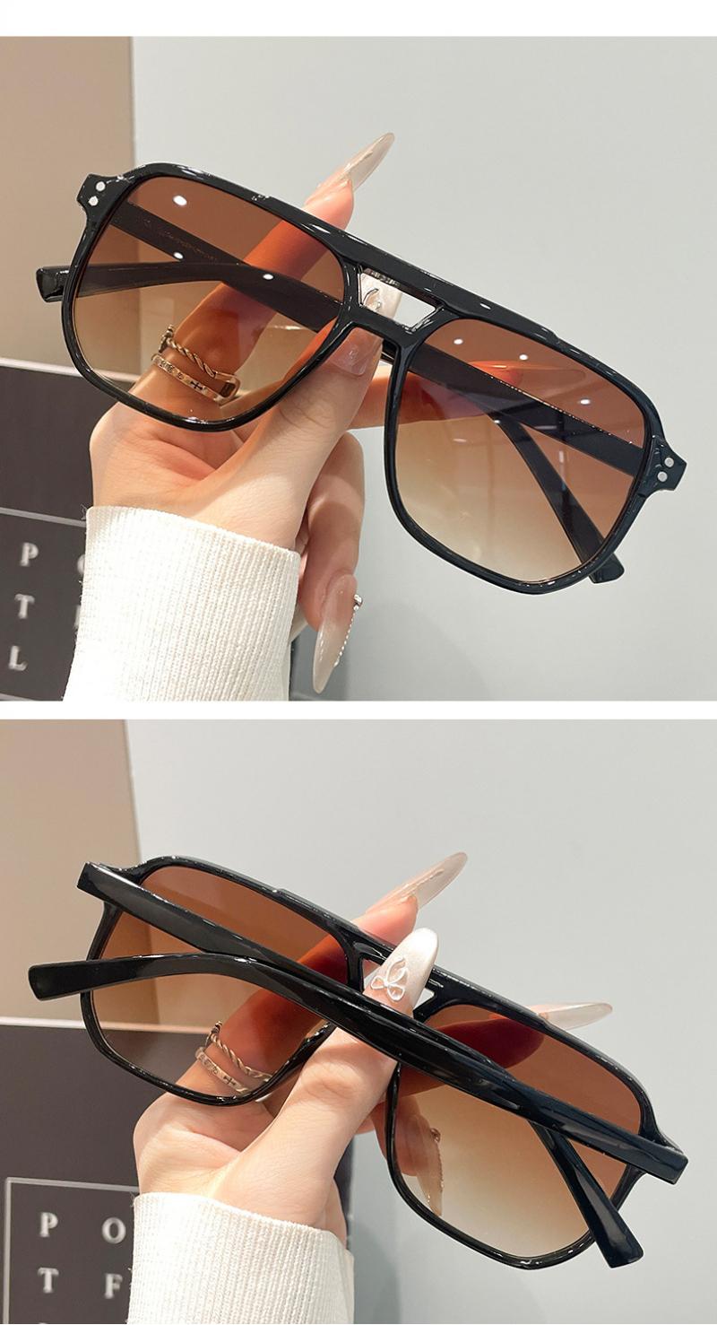 Square double-bridge fashion sunglasses for men and women, trendy street style, UV protection driving glasses, suitable for daily wear, outdoor activities, and blue light protection