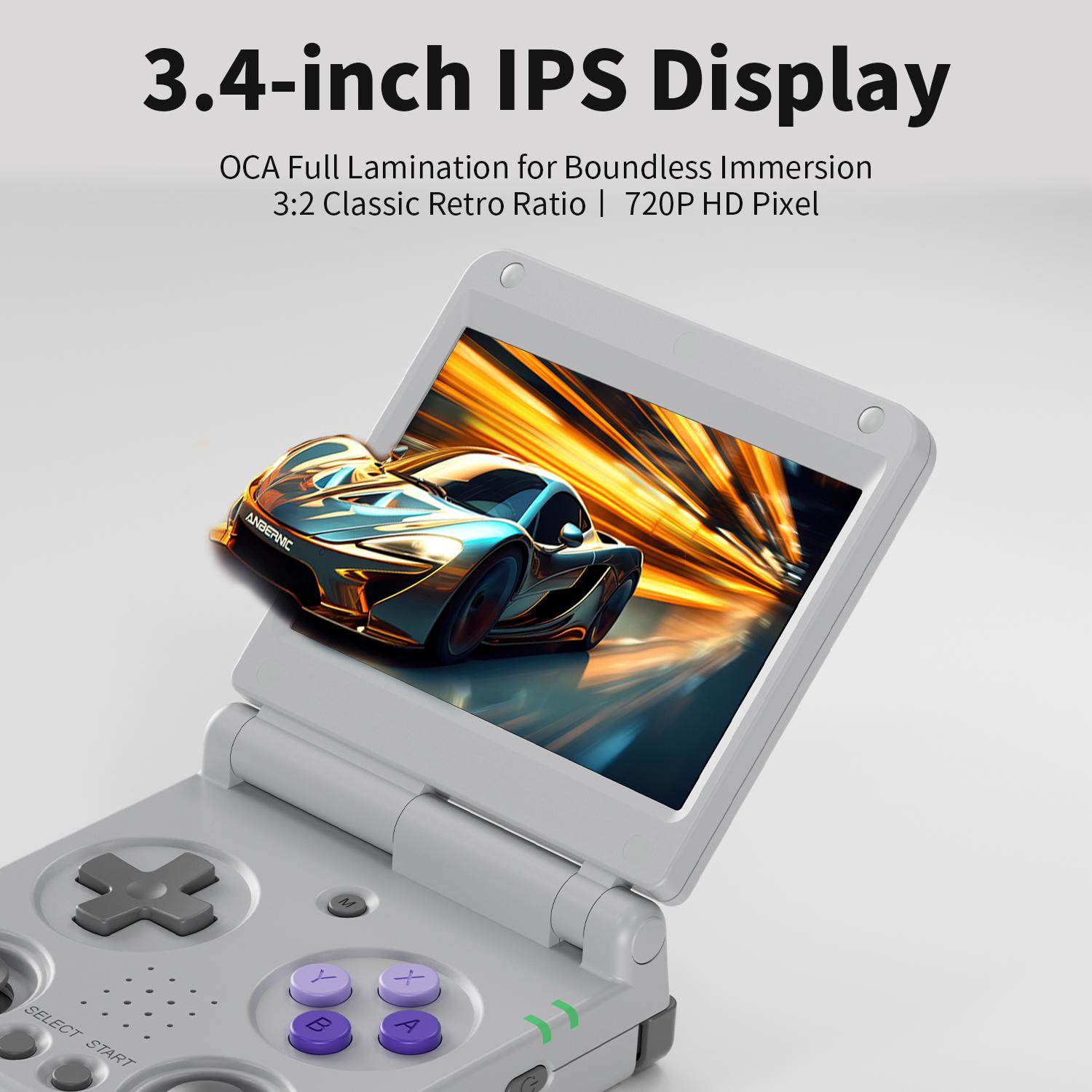 ANBERNIC RG 34XXSP Foldable Handheld Console RG34XXSP 3.4-inch OCA full lamination/ 720*480 Battery 3300mAH Online Multiplayer Via WiFi Linux 64-bit System Gifts