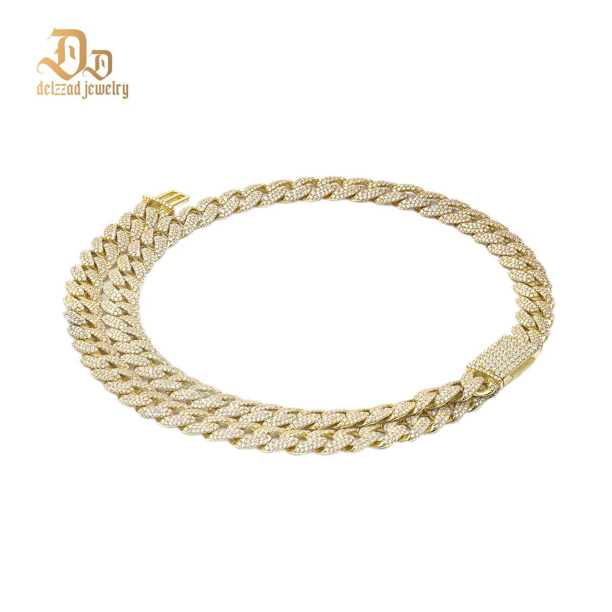 Delzzad (MSG.01) S925 Hip Hop Bling Cuban Bracelet Necklace Chain VVS Synthetic Moissanite Unisex Sparkle Cuban Chain Perfect for Any Occasion & Everyday Wear Birthday Anniversary Christmas Gifts