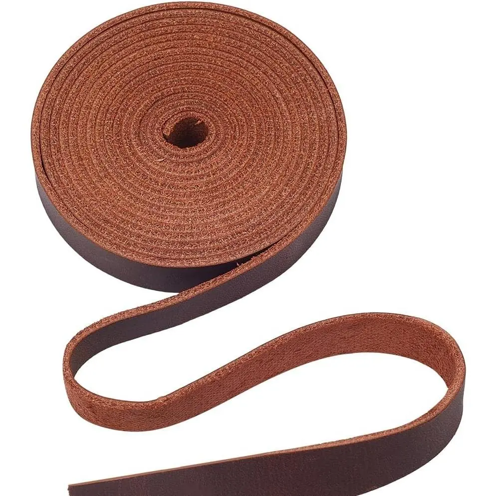 72 Inch 1/2 Inch Wide 1.8mm Thick Genuine AB Grade Top Grain Crazy Horse Real Cowhide Flat Leather Strips for Crafts Tooling Wrapping Projects