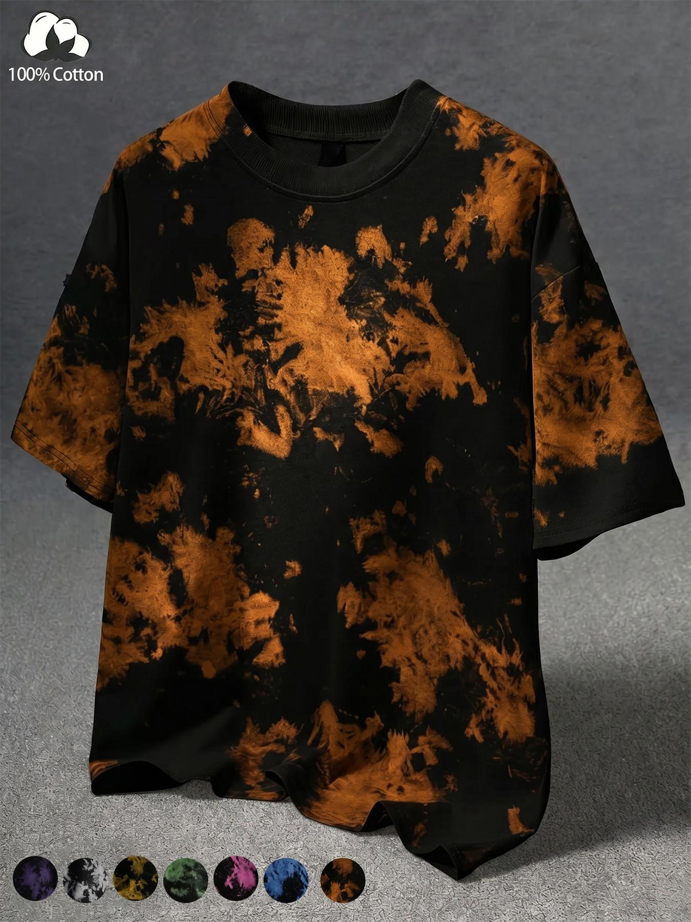 Unisex Vintage Stylish Street Style Tie-Dye Summer Short Sleeve Cotton T-Shirt, Y2K Fashion Streetwear, High Street Culture, Couple's Matching Casual Daily Wear Unisex Vintage Stylish Street Style Tie-Dye Summer Short Sleeve Cotton T-Shirt, Y2K Fashion Streetwear, High Street Culture, Couple's Matching Casual Daily Wear