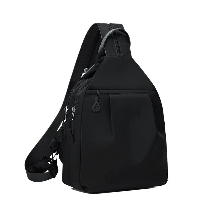 Ladies' Chic Lightweight Nylon Mini Sling Chest Backpack, Plain Zipper Daypack, Simple Versatile Casual Small Rucksack for Daily Commute & Outdoor Use