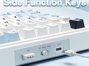 AULA F99 Wireless Mechanical Keyboard, Hot Swappable Custom Keyboard,Pre-lubed Linear Switches,Gasket Structure,RGB Backlit Gaming Keyboard (Blue&White)