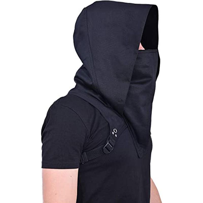 Menswear Cowl Hood Polyester Hooded Cloak Cape - Adult One Size Clothes for Cyberpunk Cosplay, Medieval Warrior Outfit & Daily Wear